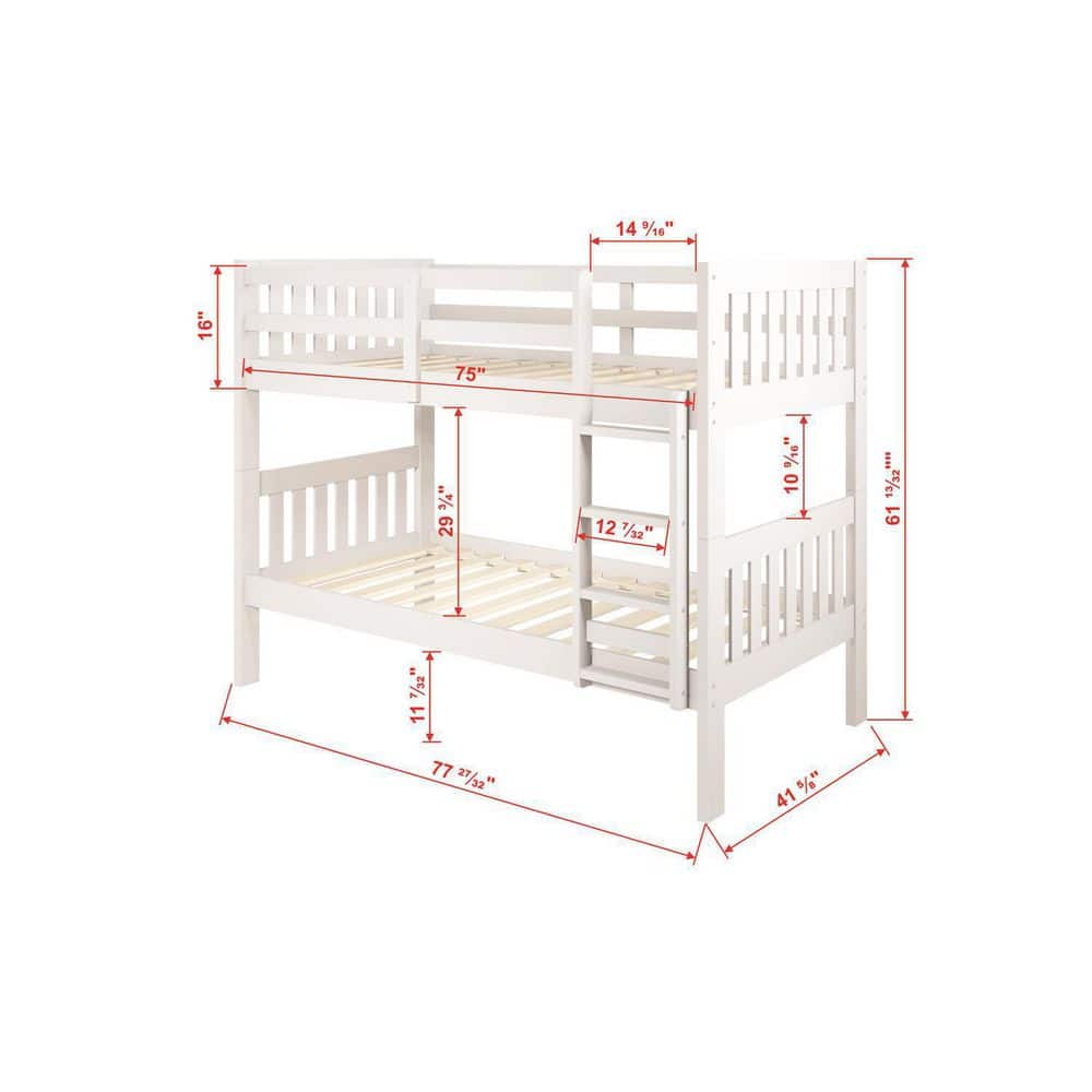 Donco Kids White Twin Over Twin Mission Bunk Bed with Trundle 10103TTW_503W The Home Depot