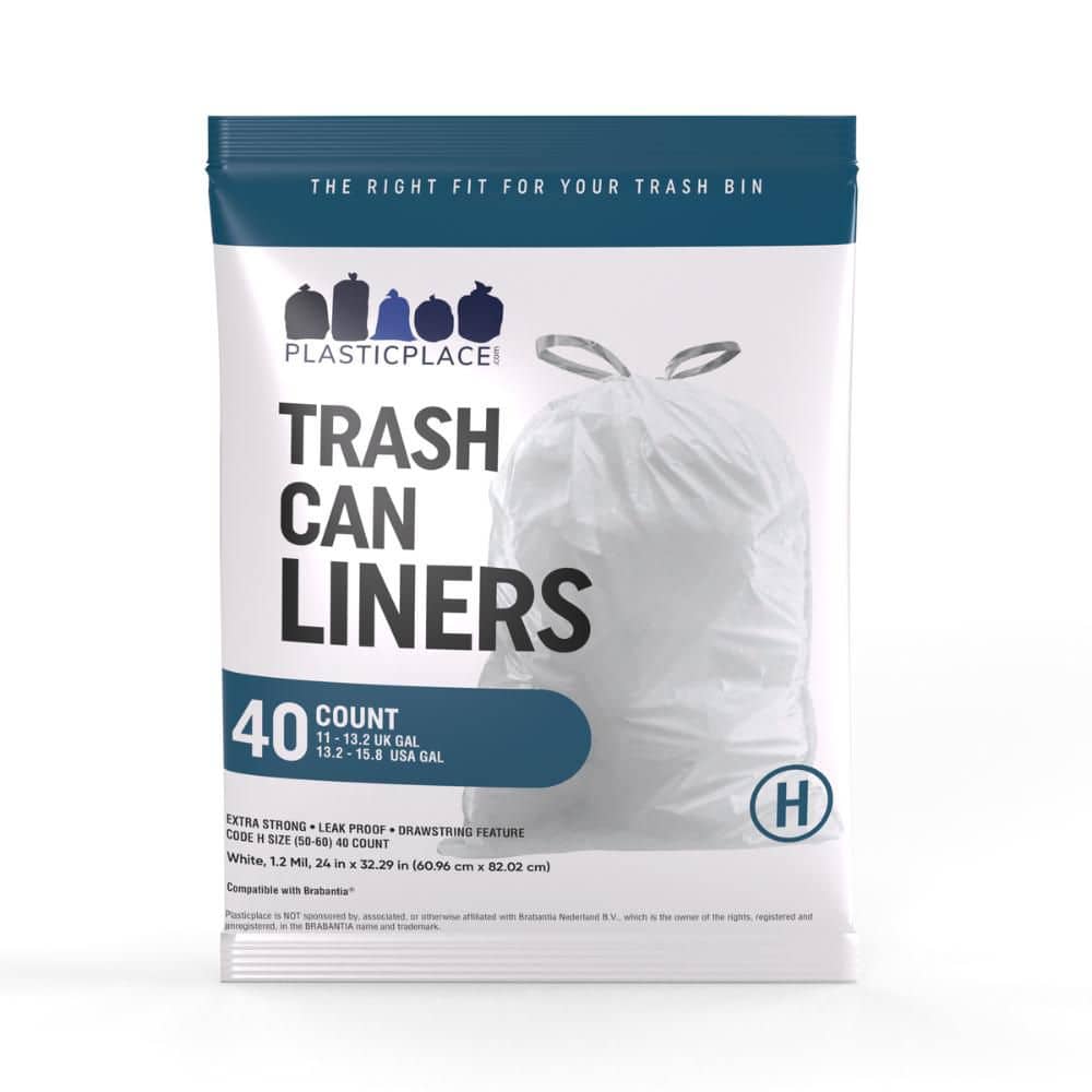 White 16 Gallon Drawstring Trash Bags, 40 Count