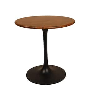 Alden 30 in. Round Elm and Black Wood Top with Aluminum Base Pedestal Table