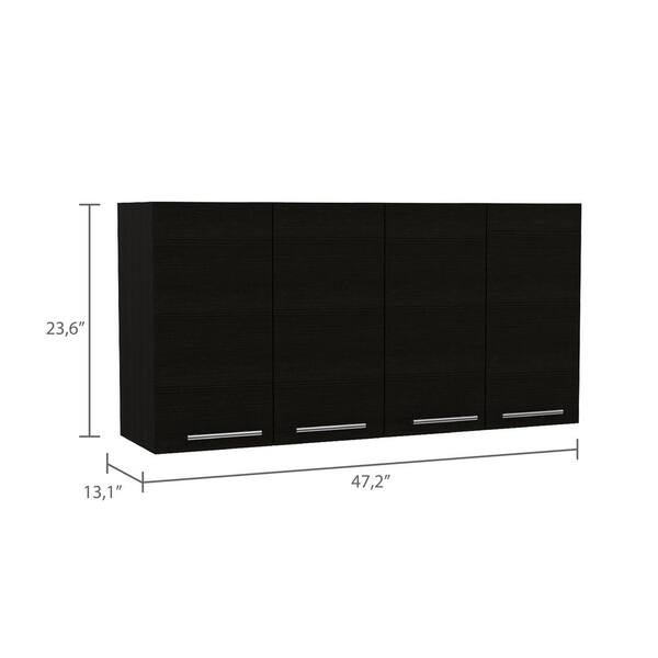 Aoibox 13.1-in W x 47.2-in D x 23.6-in H Particle Board Ready to Assemble Upper Wall Mounted Double Kitchen Cabinet in Black