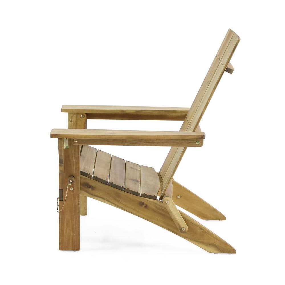 Natural Stained Medium Brown Wood Foldable Adirondack Chair