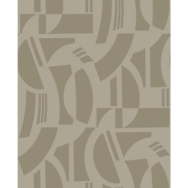 SCOTT LIVING Carter Light Brown Geometric Flock Wallpaper Sample