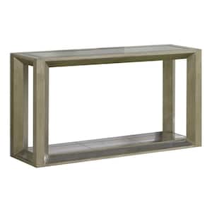 Billy 50 in. Dull Gold Rectangle Glass Console Table