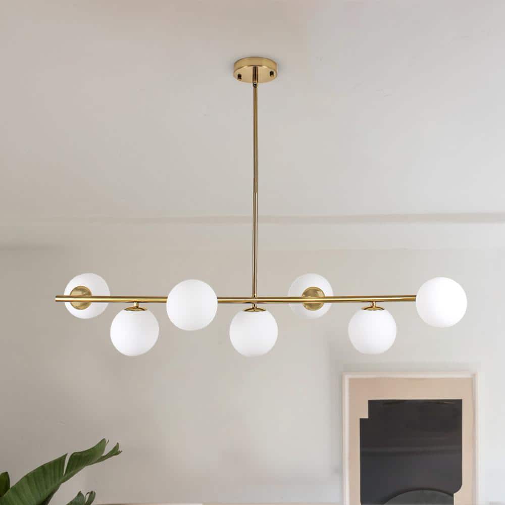 7-Light Gold Linear Pendant Lighting with Milky White Globe Glass Shade price history on PriceWatchPro