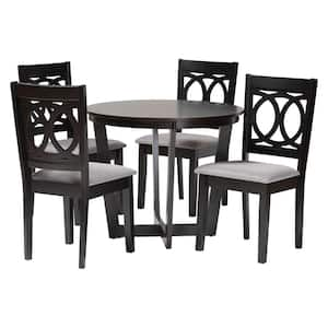 Kara 5-Piece Grey and Espresso Brown Wood Top Dining Set