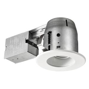 4 in. White LED Swivel Baffle Round Trim New Construction and Remodel Recessed Lighting Kit with LED Bulb