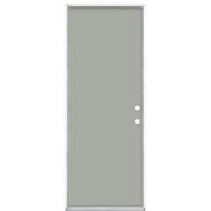 30 in. x 80 in. Flush Left Hand Inswing Silver Clouds Painted Steel Prehung Front Exterior Door No Brickmold