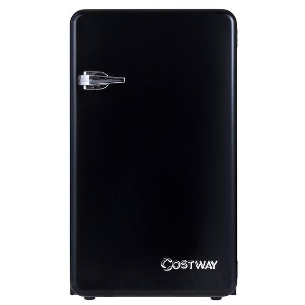 Costway 3.2 cu. ft. Retro Compact Mini Fridge with Freezer Interior Shelves Handle in Black