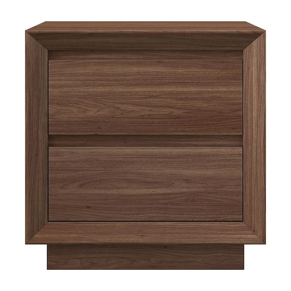 Emmett Satin Walnut 2 Drawer 23. 625in. W Nightstand