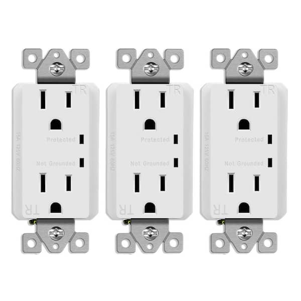 15-Amp 125-Volt Indoor Residential Decor Duplex Outlet with 900 Joules Protection, White (3-Pack)