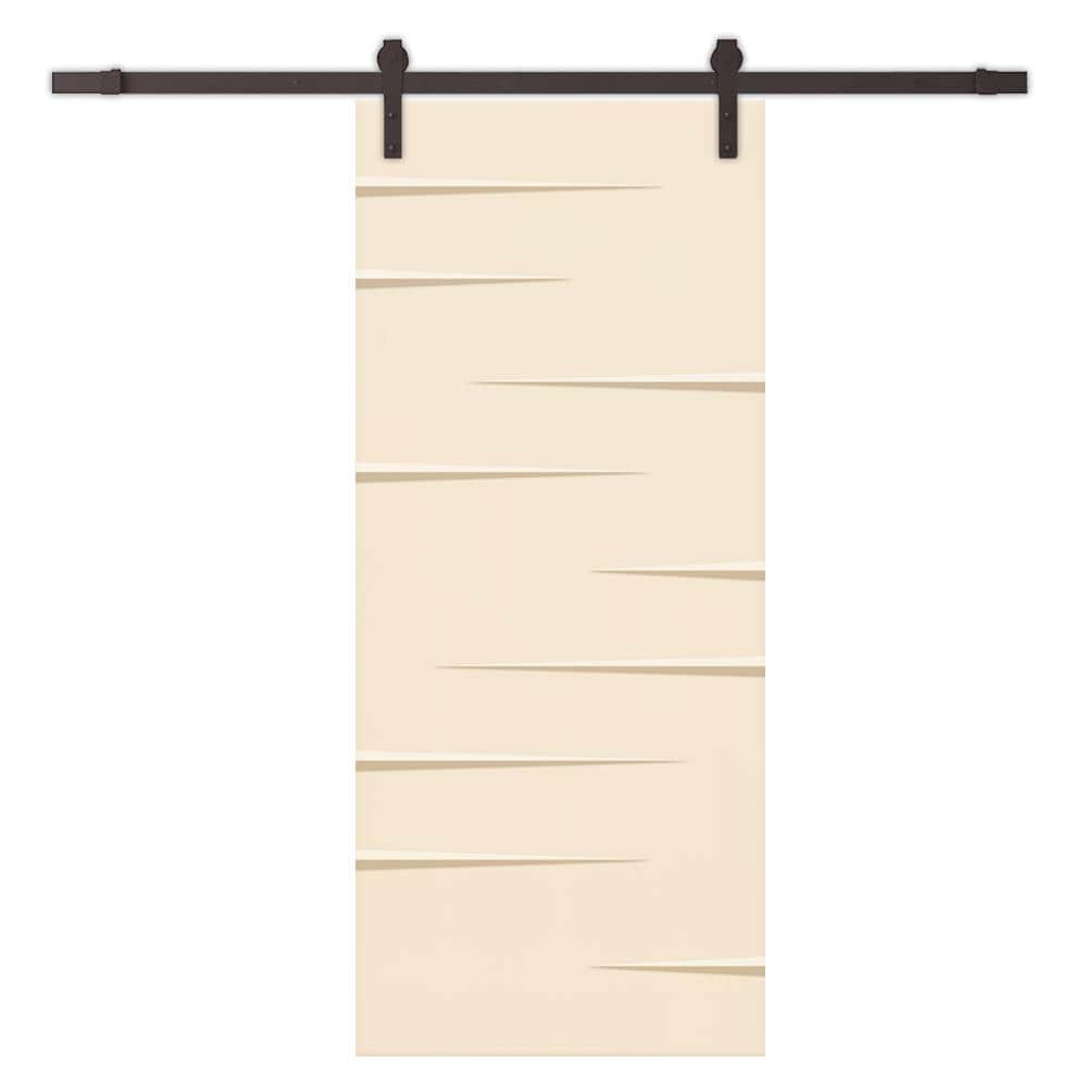 30 in. x 96 in. Beige Painted Composite MDF Paneled Interior Sliding Barn Door with Hardware Kit price history on PriceWatchPro