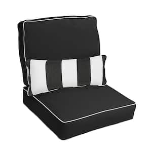 23.5 in. x 23 in. Deep Seating Outdoor Lounge Chair Cushion Set with Lumbar Pillow in Canvas Black
