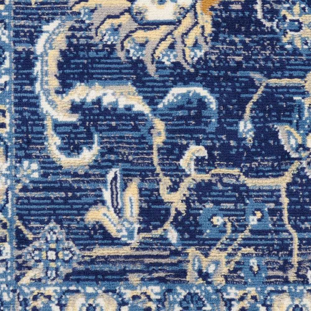 Navy Blue 5' x 7' Synthetic Traditional Area Rug