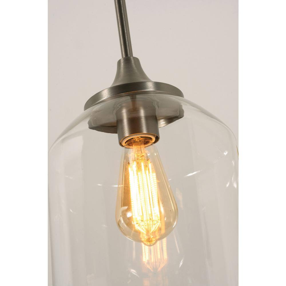 William 4-Light Satin Nickel Linear Pendant with Clear Glass Shades