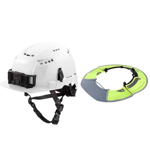 Milwaukee BOLT White Type 2 Class C Front Brim Vented Safety Helmet w/Tinted Brim High Vis Visor w/360-Degree UV Protection