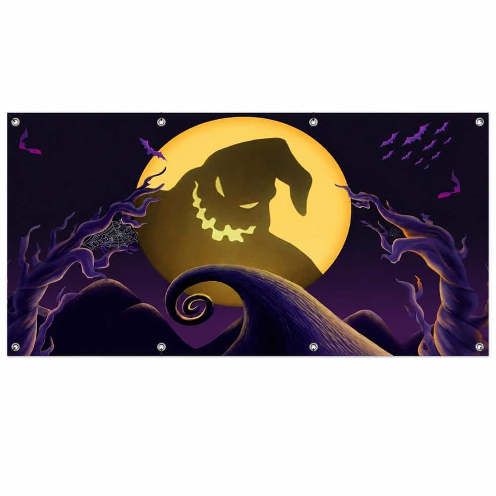 Nightmare Before Christmas Halloween Garage Door Banner Cover in Purple Polyester Outdoor Decor Ropes and Grommets price history on PriceWatchPro