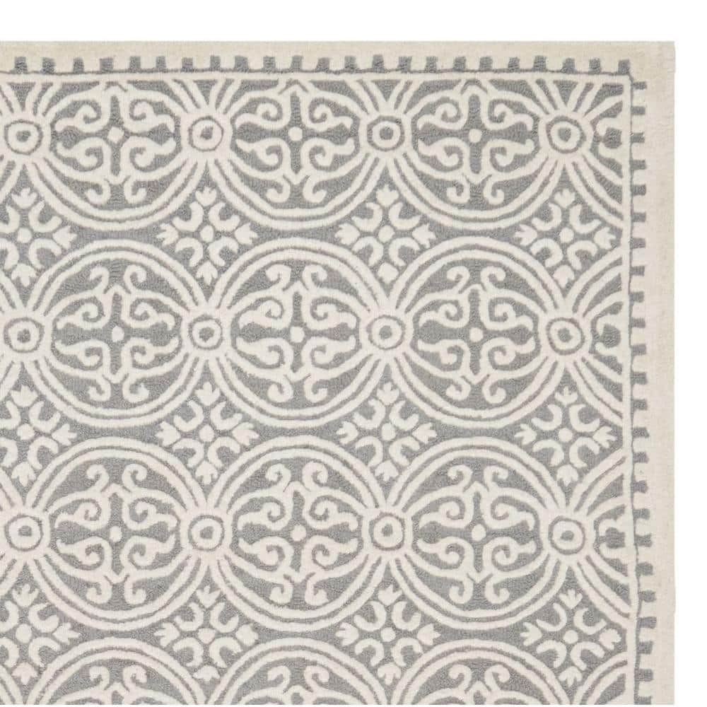 Elegant Silver & Ivory 8' x 10' Hand-Tufted Wool Area Rug