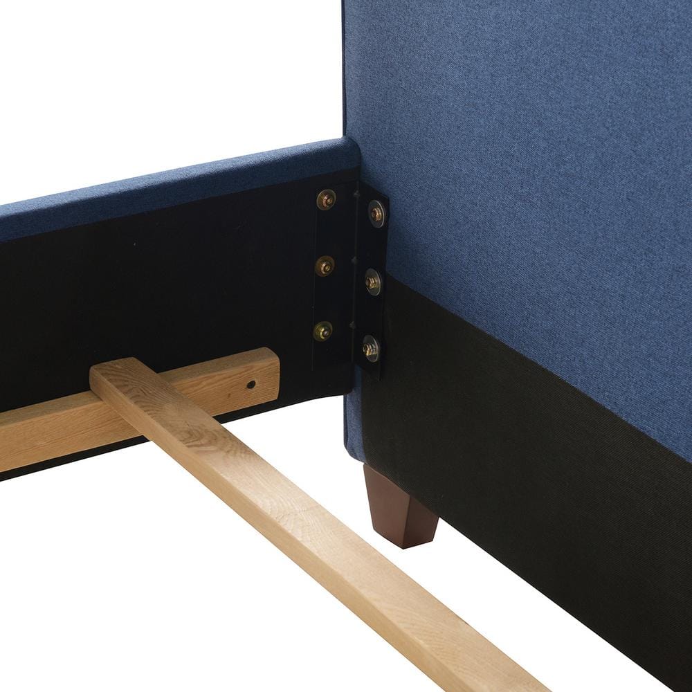 Marcella King-Size Dark Sapphire Blue Tufted Wingback Bed with Nailhead Trim