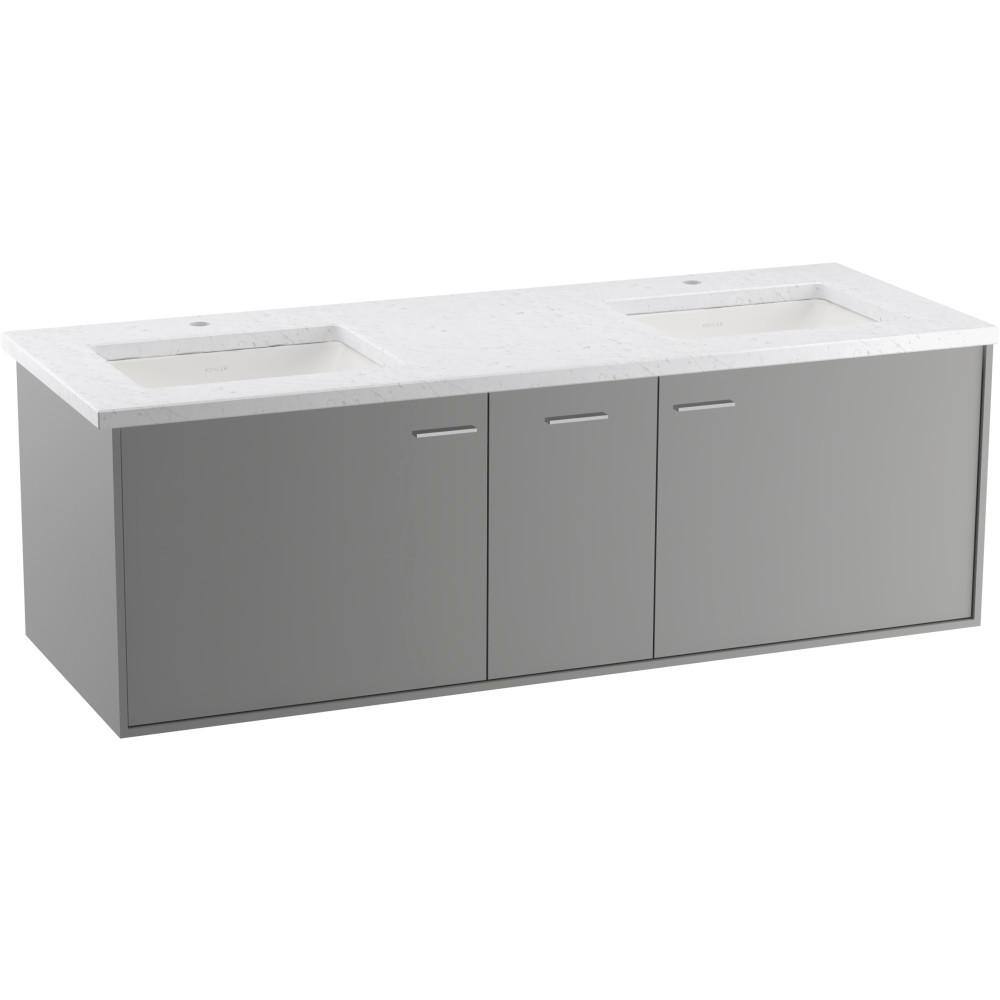 KOHLER Jute 60 in. W x 22 in. D x 20 in. H Double Sink Floating Bath