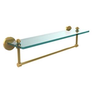 Southbeach Collection 22 in. Glass Vanity Shelf with Integrated Towel Bar in Unlacquered Brass