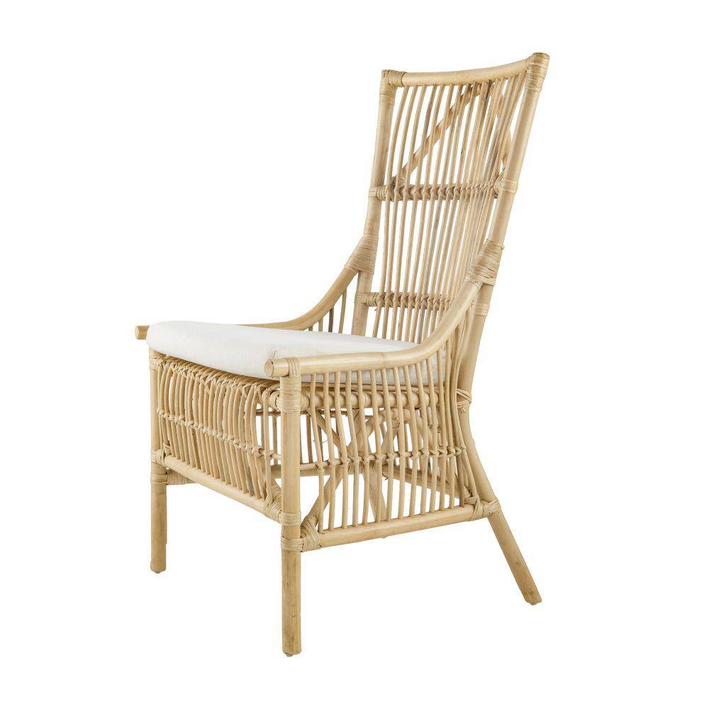 Brown and White Fabric Soft Padded Seat Dining Side Chair
