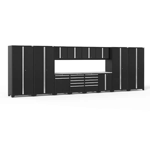 NewAge Products Pro Series 14-Piece 18-Gauge Welded Steel Garage Storage System in Black (256 in. W x 85 in. H x 24 in. D)