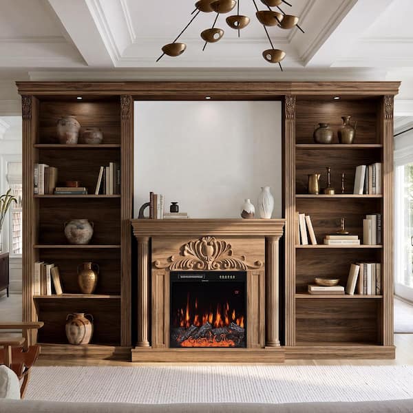 Homsee 118 in. Freestanding Wood Electric Fireplace TV Stand in