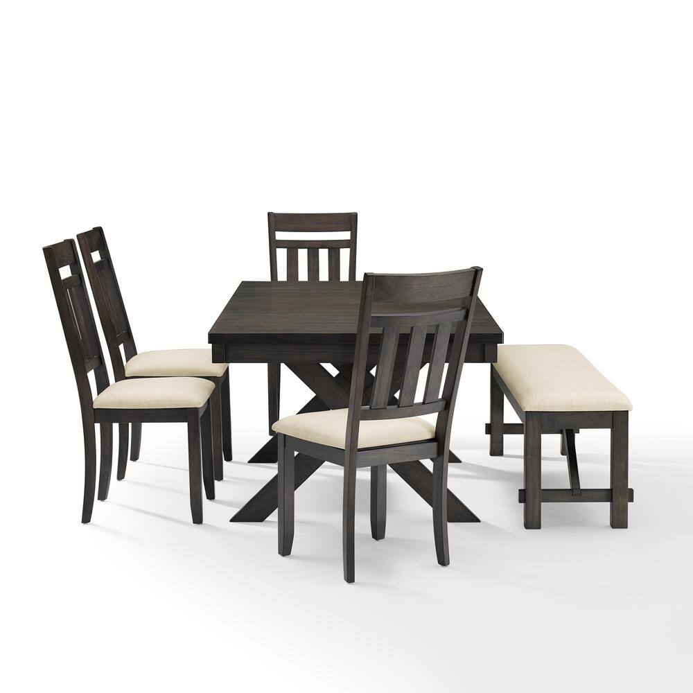 Hayden Slate Extendable Dining Set with Bench and 4 Chairs