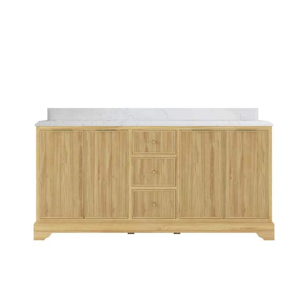Willow Collections Austin Teak 72 in. W x 22 in. D x 36 in. H Double Sink Bath Vanity in Light Teak with 1.5 in. Empira Quartz Top