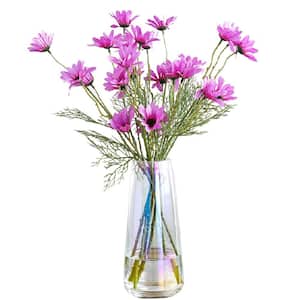 Irised Crystal Clear Glass Flower Vase for Home Decor, Neon Clear