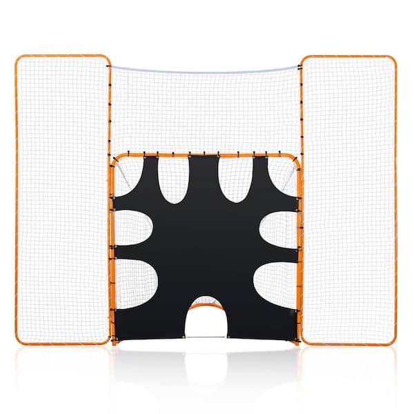 SVOPES 3 in. 1 Lacrosse Folding Goal with Backstop and Target, 6 x 6 ft. Net, Orange with Backstop and Target Rebounder