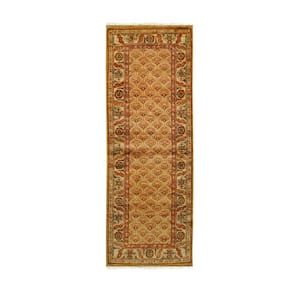 Brown Hand Knotted Wool Traditional Heriz Weave Rug, 10' x 14'