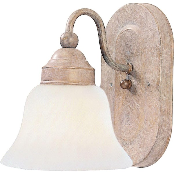 Volume Lighting 1-Light Indoor Prairie Rock Wall Mount or Wall Sconce with Frosted White Glass Bell Shade