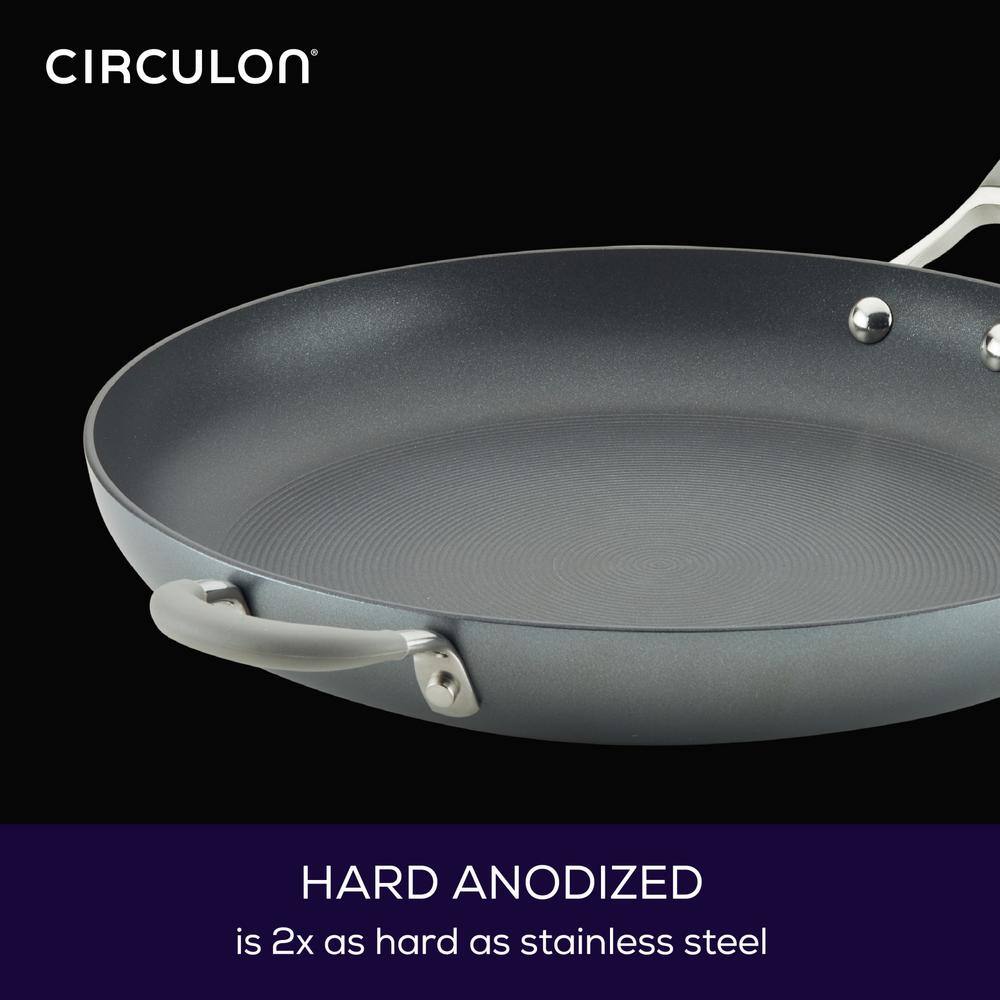 Circulon Gray 14" Hard-Anodized Nonstick Frying Pan with Helper Handle