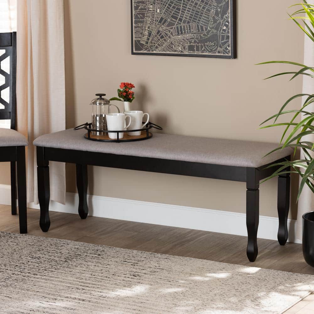 Elegant Corey Dark Brown and Gray Upholstered 48" Wood Dining Bench