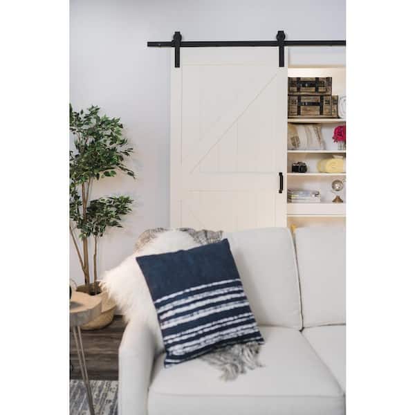 36 in. x 84 in. Off-White K Design Solid Core Interior Barn Door with Rustic Hardware Kit