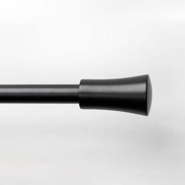 Lumi 66 in. - 120 in. Adjustable Single Curtain Rod 3/4 in. Dia. in Matte Black with Cylinder finials
