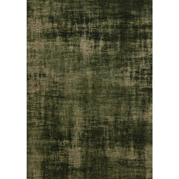 7' X 10' Green And Taupe Abstract Area Rug