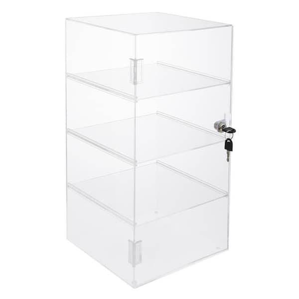 YIYIBYUS 4-Tier Clear Acrylic Rectangular Decorative Stand Model Toys Dolls Dustproof Display Cabinet with Lock