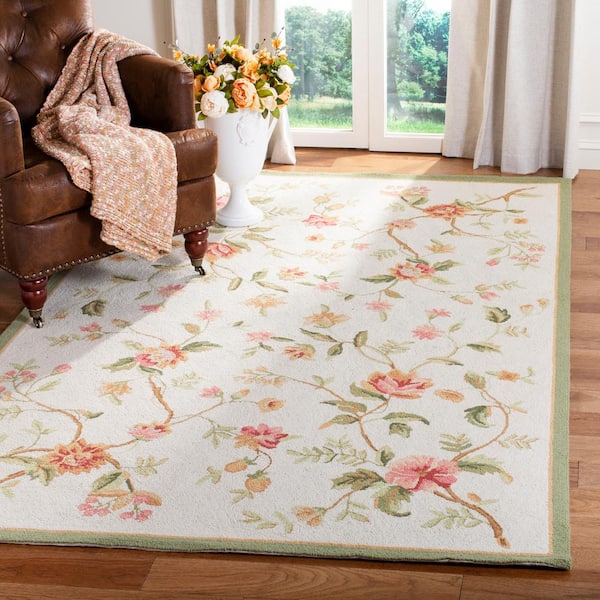 Chelsea Ivory 9 ft. x 12 ft. Speckled Floral Border Area Rug