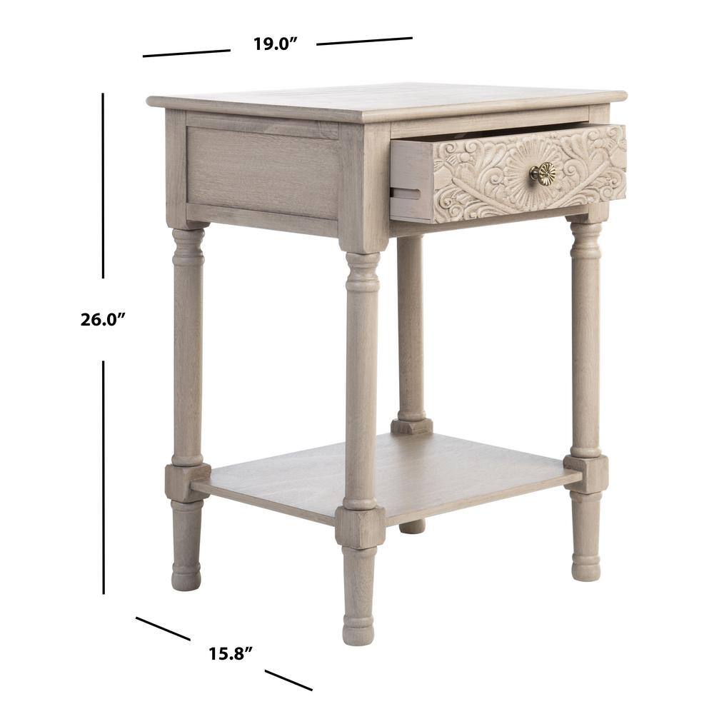 Josie Greige Wood and Metal 1-Drawer Accent Table