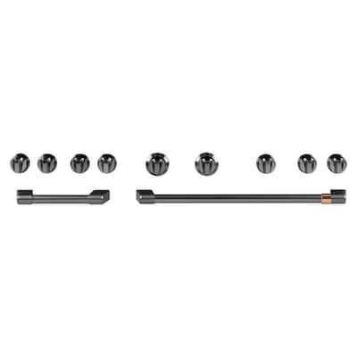 Front Control Gas Range Handle and Knob Kit in Brushed Black