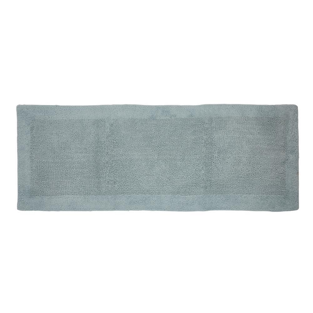 Luxurious Blue Cotton Tufted Reversible Bath Runner Rug 20" x 60"