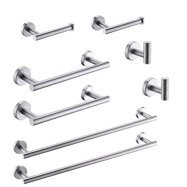 FLG 8-Piece Bath Hardware Set with Mounting Hardware in Brushed Nickel
