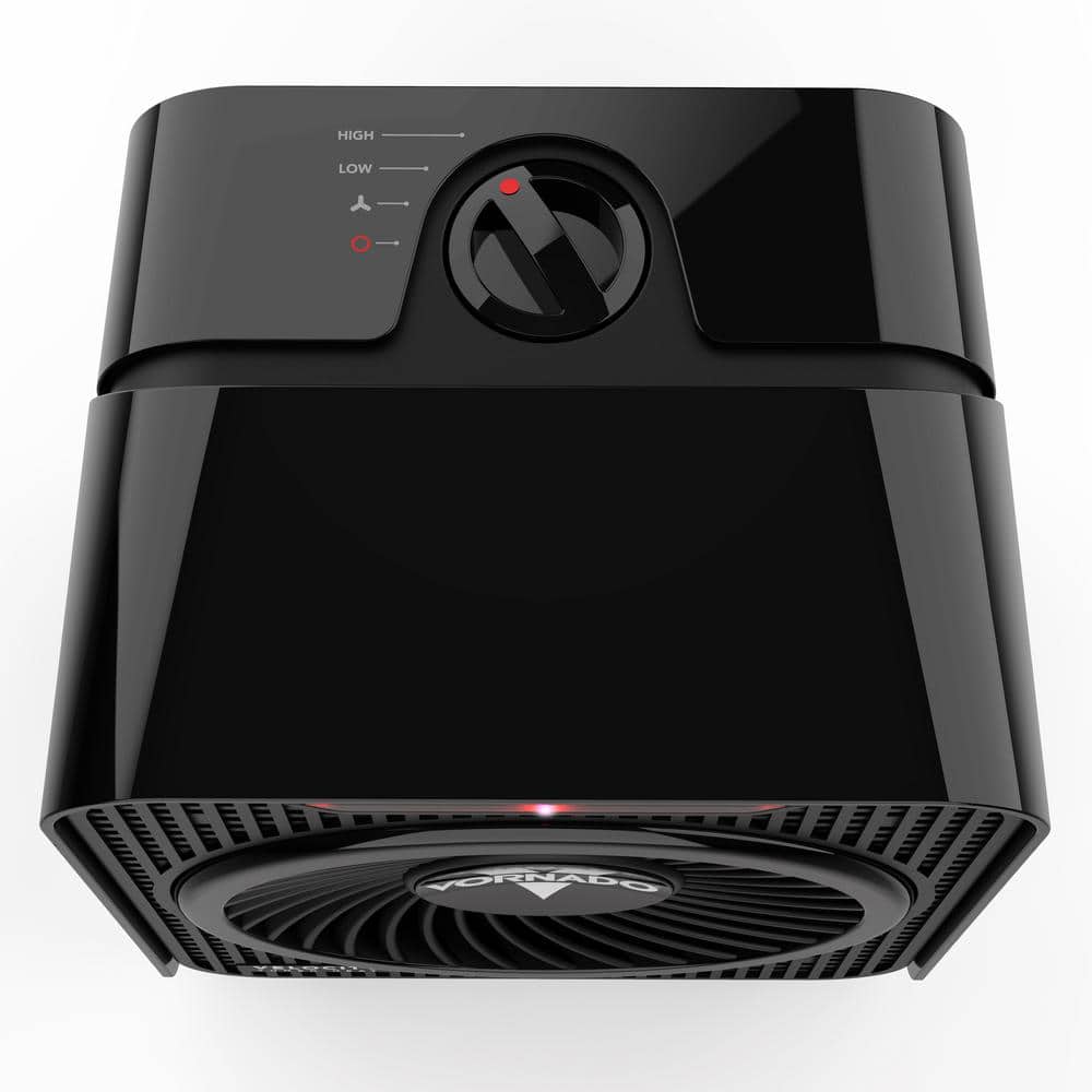 Compact Black Electric Personal Space Heater with Thermostat