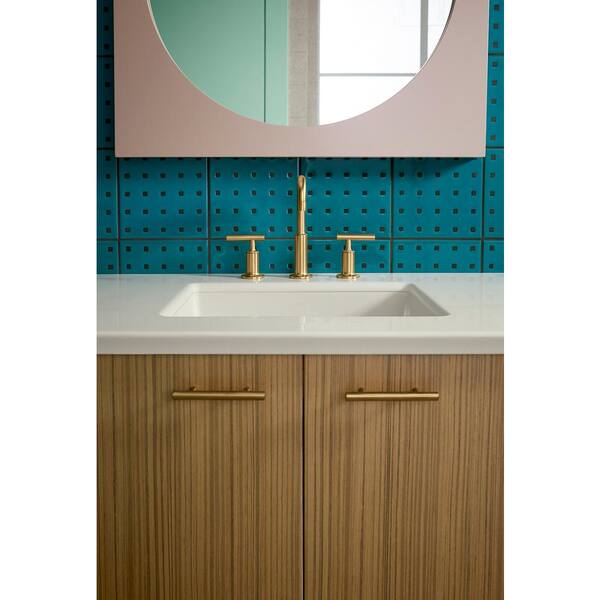 Purist 8 in. Widespread 2-Handle Mid-Arc Bathroom Faucet in Vibrant Modern Brushed Gold Purist 8 in. Widespread 2-Handle Mid-Arc Bathroom Faucet in Vibrant Modern Brushed Gold