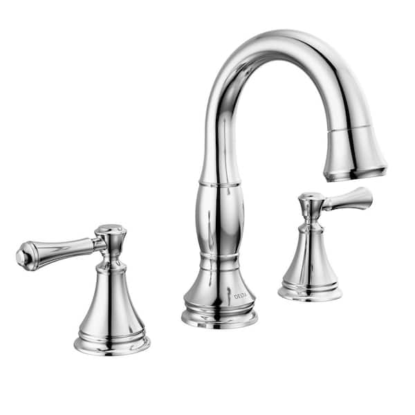Delta Cassidy 8 in. Widespread Double-Handle Bathroom Faucet with Pull-Down Spout in Chrome
