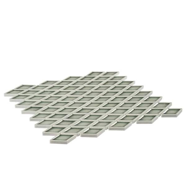 Auvene Boven Grey 11 in. x 12 in. Diamond Upcycled Polished Glass Mosaic Wall Tile (4.6 sq. ft./Case)
