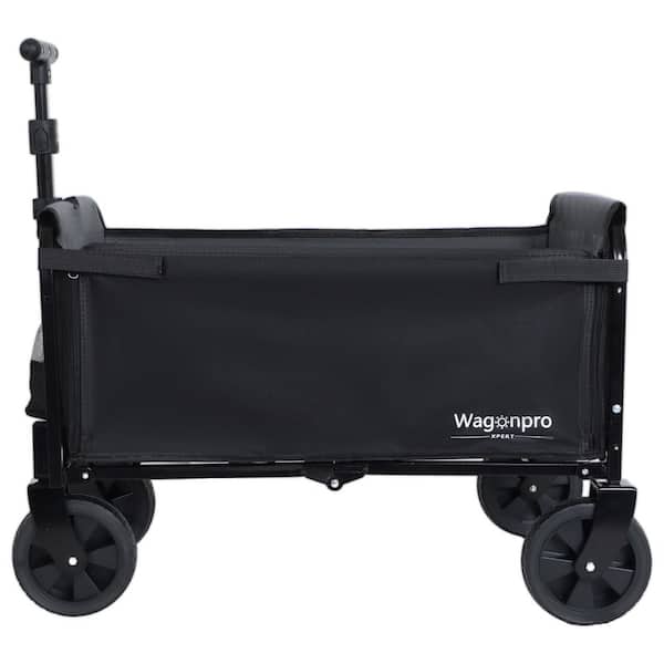 Siavonce 2 cu. ft. All-in-One Convertible Folding Camping Wagon Metal Garden Cart with Side Zippers, Black