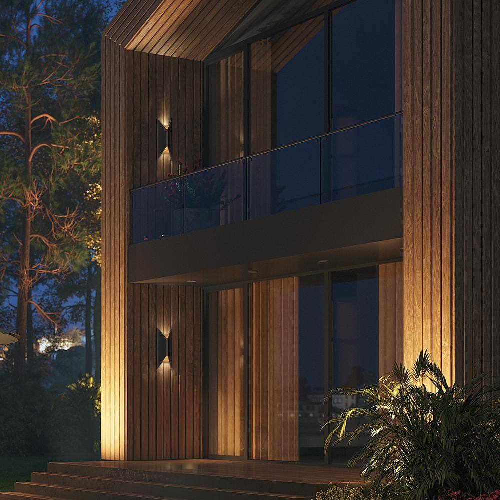 Black Matte LED Outdoor Wall Sconce with Tunable White Light